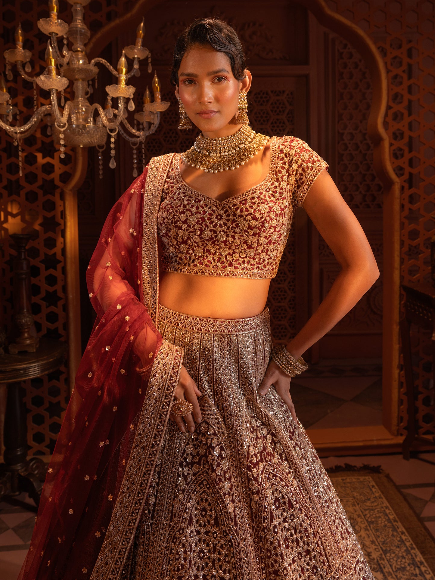 Maroon Bridal Lehenga Set