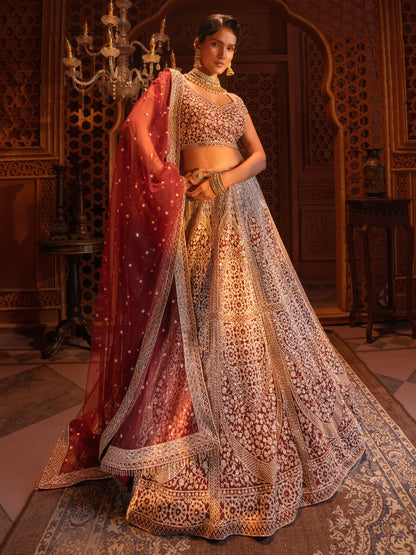 Maroon Bridal Lehenga Set