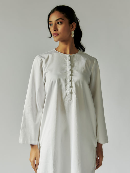 White Cotton Linen Tunic